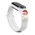 Strap Xmas opaska do Xiaomi Mi Band 4 / Mi Band 3 świąteczny silikonowy pasek bransoletka biały (mikołaj)