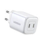 Szybka ładowarka GaN 2 x USB-C 45W QC PD Ugreen CD294 - biała