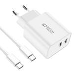 TECH-PROTECT C35W 2-PORT NETWORK CHARGER PD35W + TYPE-C CABLE WHITE