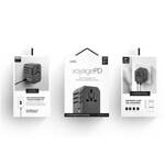 UNIQ Ład. siec. Voyage World Adapter 33W + 2xUSB + PD 18W + QC 3.0 szary/charcoal grey (LITHOS Collective)