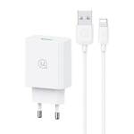 USAMS Ład. siec. 18W + kabel Lightning/ USB-A Fast Charging biały/white series SC SCXLTZ03