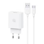 USAMS Ład. siec. 18W + kabel USB-C/USB-A 1m Fast Charging biały/white series SC SCXLTZ02