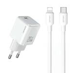 USAMS Ład. siec. 1xUSB-C PD20W PD3.0 Fast Charging US-CC183 + kabel USB-C/Lightning US-SJ610 biały/white YX Series YXXLOGTC03