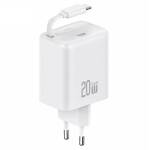 USAMS Ład. siec. 1xUSB-C ze zwijanym kablem USB-C Retractable PD+QC 20W Gan Fast Charging biały/white YC Series CC233TC02 (US-CC233)