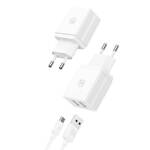 USAMS Ład. siec. 2xUSB-A + kabel Micro/ USB-A Fast Charging biały/white series HC HCXLTZ02