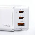 USAMS Ład. siec. 2xUSB-C+1xUSB 65W (only head) GaN PD3.0 +QC3.0 Fast Charging czarny/black Sandru Series CC180TC01 (US-CC180)