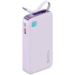 USAMS Powerbank ze zwijanym kablem USB-C Retractable 10000 mAh PD 20W Fast Charge XY Series fioletowy/purple 10KCD22403 (US-CD224)