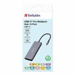 Verbatim Adapter Hub USB-C - 2xHDMI/VGA/  Eternet/5xUSB-A/Jack 3.5mm/2xUSB-C/SD/microSD aluminiowy/aluminum 32154