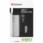 Verbatim Adapter Hub USB-C - USB-C/       2xUSB-A 3.0/HDMI aluminiowy/aluminum 49140