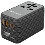 Verbatim Adapter podróżny EU/UK/US GaN 2xUSB-A/2xUSB-C PD 100W UTA-06 czarny/black 32121