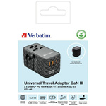 Verbatim Adapter podróżny EU/UK/US GaN 2xUSB-A/2xUSB-C PD 100W UTA-06 czarny/black 32121