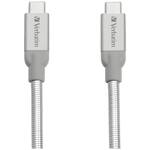 Verbatim Kabel stalowy USB-C/USB-C 3A 30cm srebrny/silver 48867