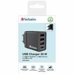 Verbatim Ładowarka sieciowa 30W 3xUSB-A/ USB-C PD 3.0 CHR-30EU2 czarny/black 49700