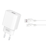 XO ładowarka sieciowa CE02D QC 3.0 18W 1x USB biała + kabel USB-C