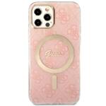 ZESTAW GUESS GUBPP12MH4EACSP CASE+ CHARGER IPHONE 12/12 PRO RÓŻOWY/PINK HARD CASE 4G PRINT MAGSAFE