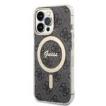 ZESTAW GUESS GUBPP13LH4EACSK CASE+ CHARGER IPHONE 13 PRO CZARNY/BLACK HARD CASE 4G PRINT MAGSAFE