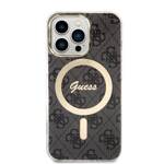 ZESTAW GUESS GUBPP13XH4EACSK CASE+ CHARGER IPHONE 13 PRO MAX CZARNY/BLACK HARD CASE 4G PRINT MAGSAFE