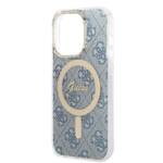 ZESTAW GUESS GUBPP14LH4EACSB CASE+ CHARGER IPHONE 14 PRO 6,1" NIEBIESKI/BLUE HARD CASE 4G PRINT MAGSAFE