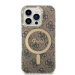 ZESTAW GUESS GUBPP14LH4EACSW CASE+ CHARGER IPHONE 14 PRO 6,1" BRĄZOWY/BROWN HARD CASE 4G PRINT MAGSAFE