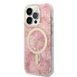 ZESTAW GUESS GUBPP14LHJEACSP CASE+ CHARGER IPHONE 14 PRO 6,1" RÓŻOWY/PINK HARD CASE JUNGLE MAGSAFE