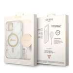 ZESTAW GUESS GUBPP14SHMEACSH CASE+ CHARGER IPHONE 14 / 15 / 13 6,1" BIAŁY/WHITE HARD CASE MARBLE MAGSAFE