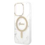 ZESTAW GUESS GUBPP14XHMEACSH CASE+ CHARGER IPHONE 14 PRO MAX 6,7" BIAŁY/WHITE HARD CASE MARBLE MAGSAFE