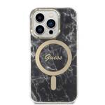 ZESTAW GUESS GUBPP14XHMEACSK CASE+ CHARGER IPHONE 14 PRO MAX 6,7" CZARNY/BLACK HARD CASE MARBLE MAGSAFE