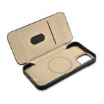 iCarer CE Oil Wax Premium Leather Folio Case skórzane etui iPhone 14 Plus z klapką magnetyczne MagSafe czarny (AKI14220707-BK)
