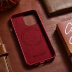 iCarer Case Leather pokrowiec etui z naturalnej skóry do iPhone 14 Pro czerwony (WMI14220706-RD) (kompatybilne z MagSafe)