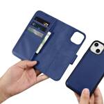 iCarer Wallet Case 2in1 etui iPhone 14 Plus skórzany pokrowiec z klapką Anti-RFID niebieski (WMI14220727-BU)